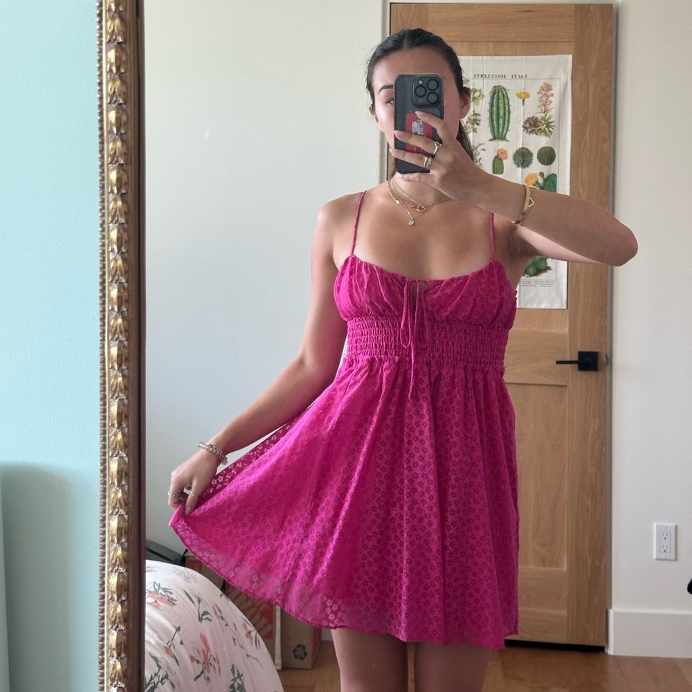 pink mini flower dress